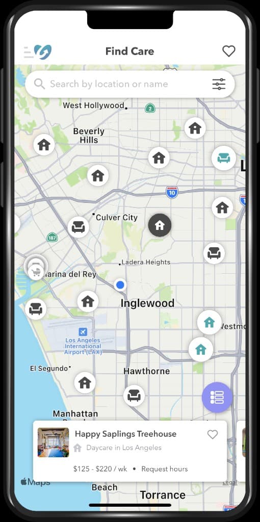 Upwards app — find care screen