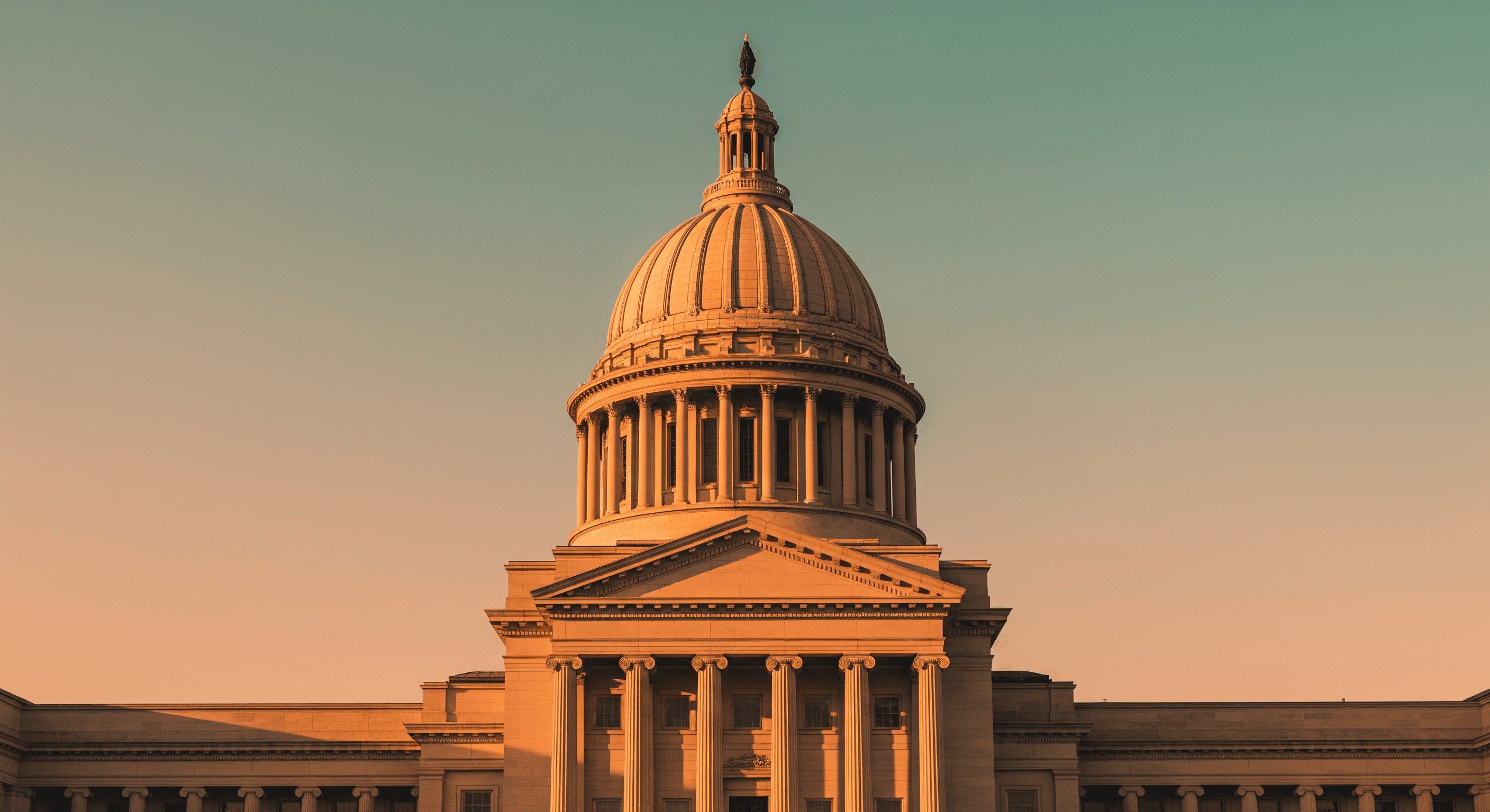 Utah civic skyline at golden hour, evoking policy and community investment in child care